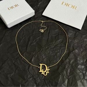 Dior Gold-tone 'Dior' Logo Pendant Necklace